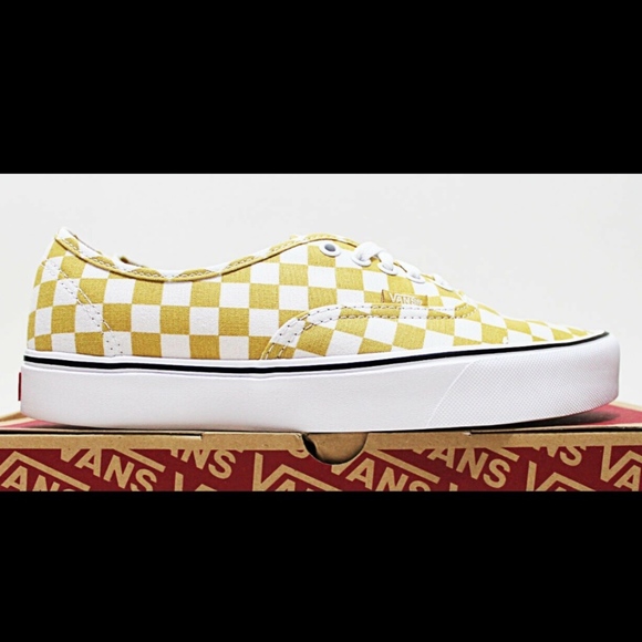 vans authentic checkerboard yellow